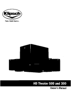 Klipsch Hd-Theater-300 - Owners Manual 